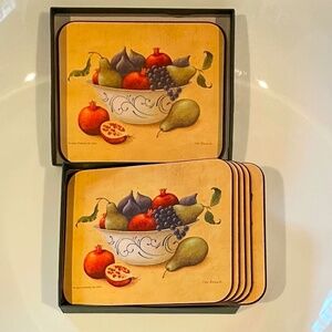 VINTAGE JASON APERITIVO COASTERS. Never used. “Vintage Fruit”
